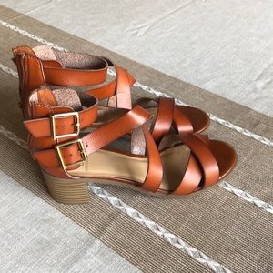 Brand new Material Girl dress sandal with short heel.